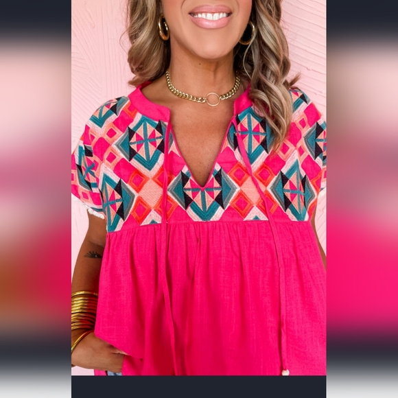 ✨️Sale✨️Strawberry Pink V Neck Blouse (New/Unused still in package) - Picture 7 of 8